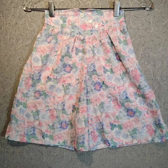 Sugar Kaine 2 pc Cullottes & Top Embroidered Floral  Pink/Blue/White in Size 12 - Picture 9 of 15